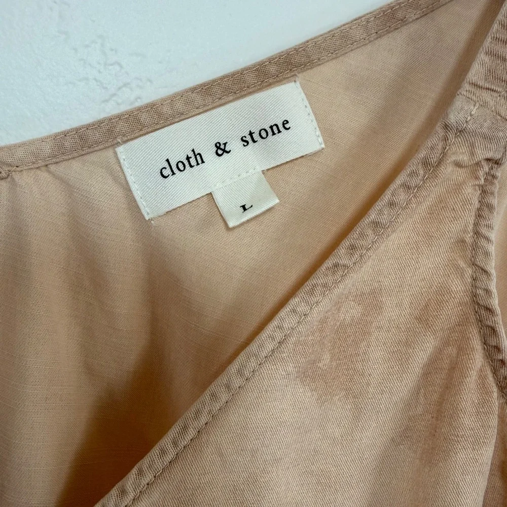 Cloth & Stone Anthropologie Tie Front Tank Top L Tencel Blush Tonal Animal Print